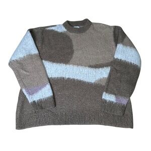 Obey Mens Abstract Colorblock Knit Sweater Brown Tan Blue Size M Streetwear